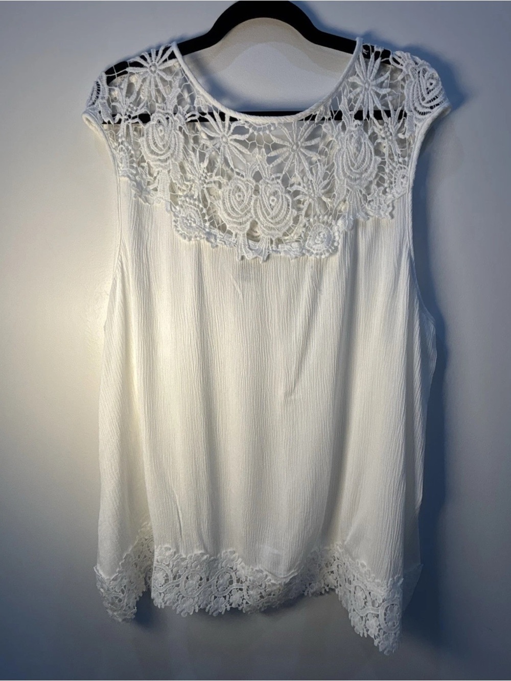 American Rag Cie 3X Ivory Crochet Lace Tunic Blouse Cottagecore Boho Flowy Top - Picture 7 of 9